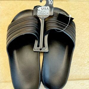 Brand-New Athletic Works Tunnel Slide Sandals - Black Size 10
